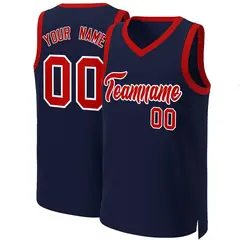 Navy Red-White Classic Basketball Jersey