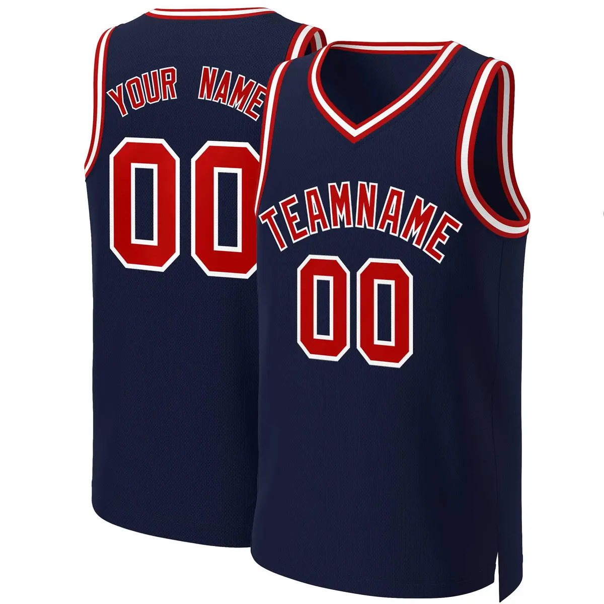 Navy Red-White Classic Basketball Jersey