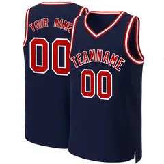 Navy Red-White Classic Basketball Jersey