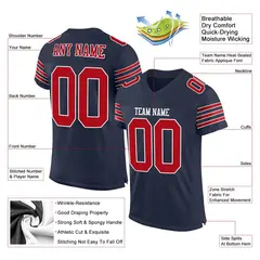 Navy Red-White Classic Mesh Authentic Football Jersey 2