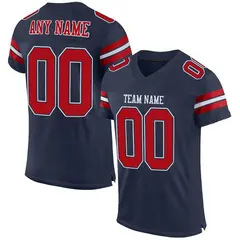 Navy Red-White Classic Mesh Authentic Football Jersey 1