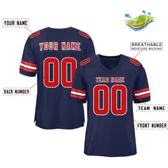 Navy Red-White Classic Mesh Authentic Football Jersey 2