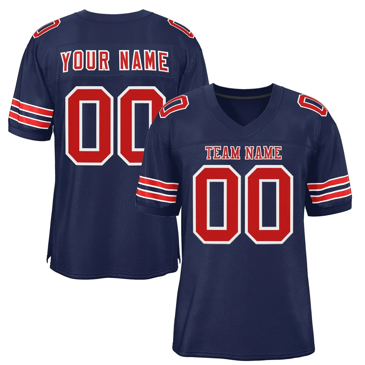 Navy Red-White Classic Mesh Authentic Football Jersey