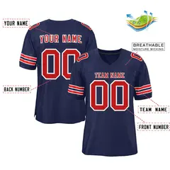 Navy Red-White Classic Mesh Authentic Football Jersey 2