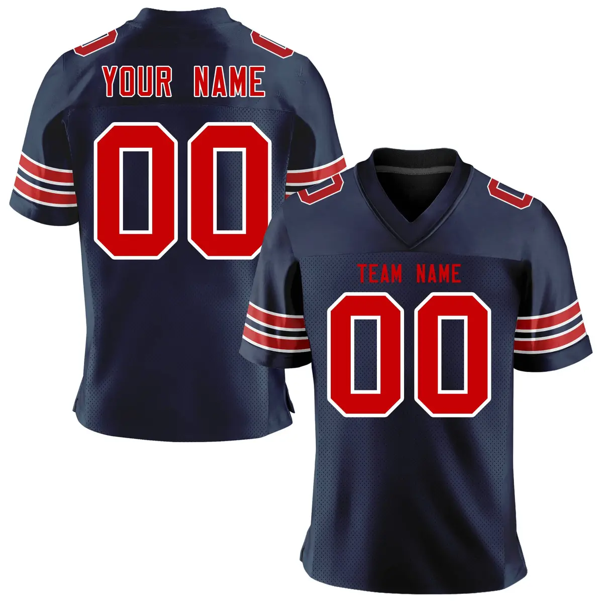 Navy Red-White Classic Mesh Authentic Football Jersey