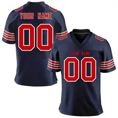 Navy Red-White Classic Mesh Authentic Football Jersey 1