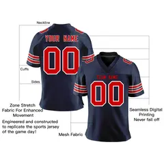 Navy Red-White Classic Mesh Authentic Football Jersey 2