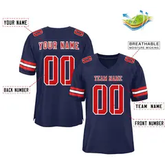 Navy Red-White Classic Mesh Authentic Football Jersey 2