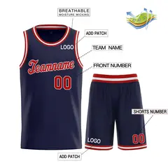 Navy Red-White Classic Sets Basketball Uniform Jersey 3