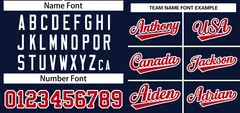 Navy Red-White Classic Striped Two-Button Softball Jersey 3