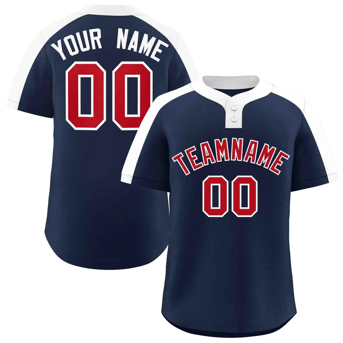 Navy Red-White Classic Striped Two-Button Softball Jersey