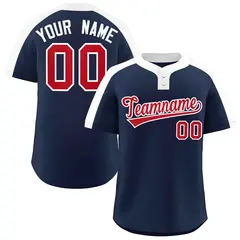 Navy Red-White Classic Striped Two-Button Softball Jersey