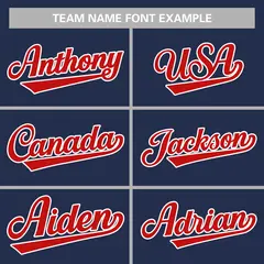 Navy Red-White Classic Striped Two-Button Softball Jersey 5