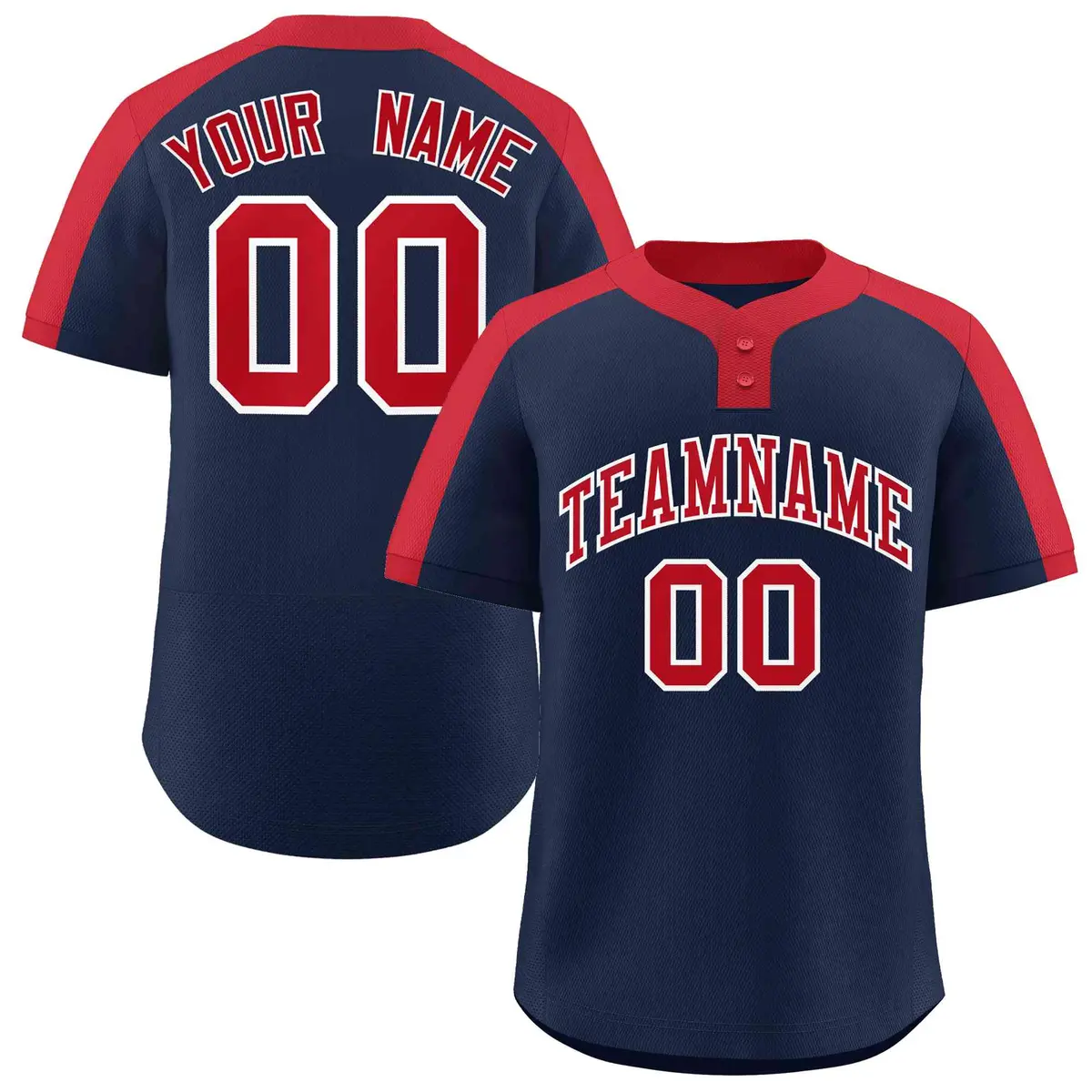 Navy Red-White Classic Striped Two-Button Softball Jersey