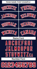 Navy Red-White Classic Striped Two-Button Softball Jersey 3