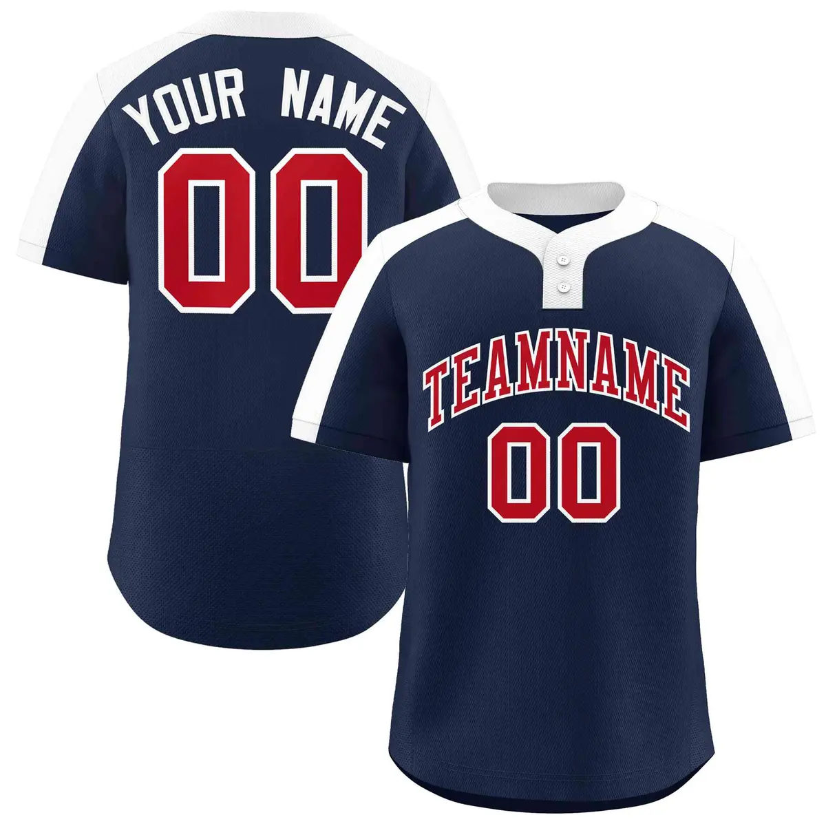 Navy Red-White Classic Striped Two-Button Softball Jersey