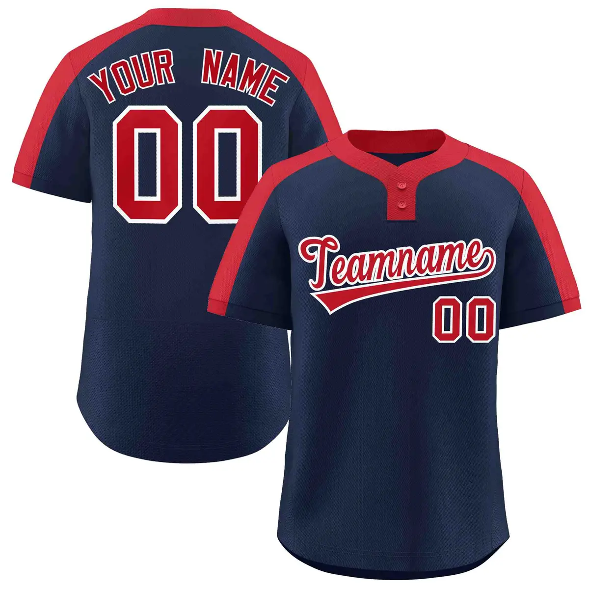 Navy Red-White Classic Striped Two-Button Softball Jersey