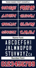 Navy Red-White Classic Striped Two-Button Softball Jersey 3
