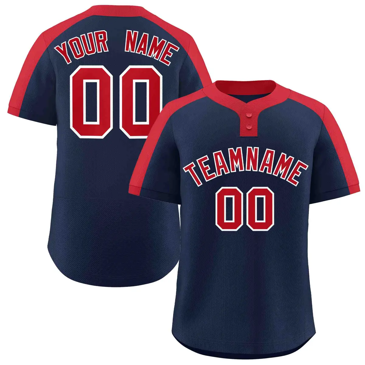 Navy Red-White Classic Striped Two-Button Softball Jersey