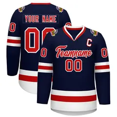 Navy Red-White Classic Style Hockey Jersey 1
