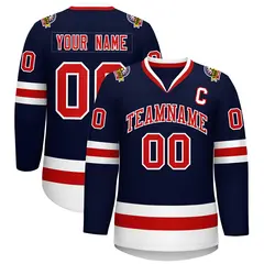 Navy Red-White Classic Style Hockey Jersey 1