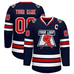 Navy Red-White Classic Style Hockey Jersey 1