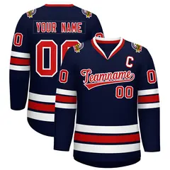 Navy Red-White Classic Style Hockey Jersey 1