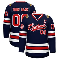 Navy Red-White Classic Style Hockey Jersey 1