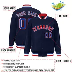 Navy Red-White Classic Varsity Full-Snap Letterman Jacket 2