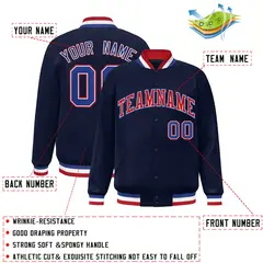 Navy Red-White Classic Varsity Full-Snap Letterman Jacket 2