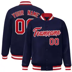Navy Red-White Classic Varsity Full-Snap Letterman Jacket