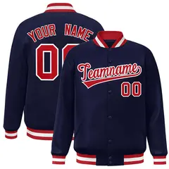 Navy Red-White Classic Varsity Full-Snap Letterman Jacket 1