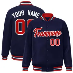 Navy Red-White Classic Varsity Full-Snap Letterman Jacket