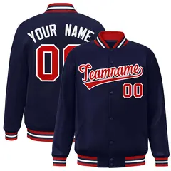 Navy Red-White Classic Varsity Full-Snap Letterman Jacket
