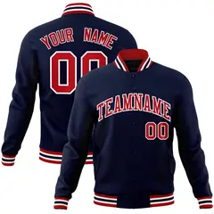 Navy Red-White Classic Varsity Full-Snap Letterman Jacket 1