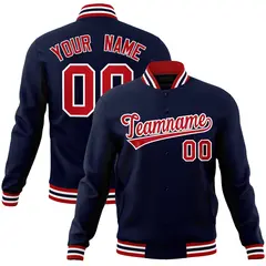Navy Red-White Classic Varsity Full-Snap Letterman Jacket 1