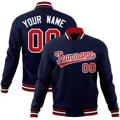 Navy Red-White Classic Varsity Full-Snap Letterman Jacket
