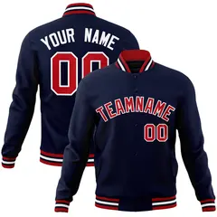 Navy Red-White Classic Varsity Full-Snap Letterman Jacket 1