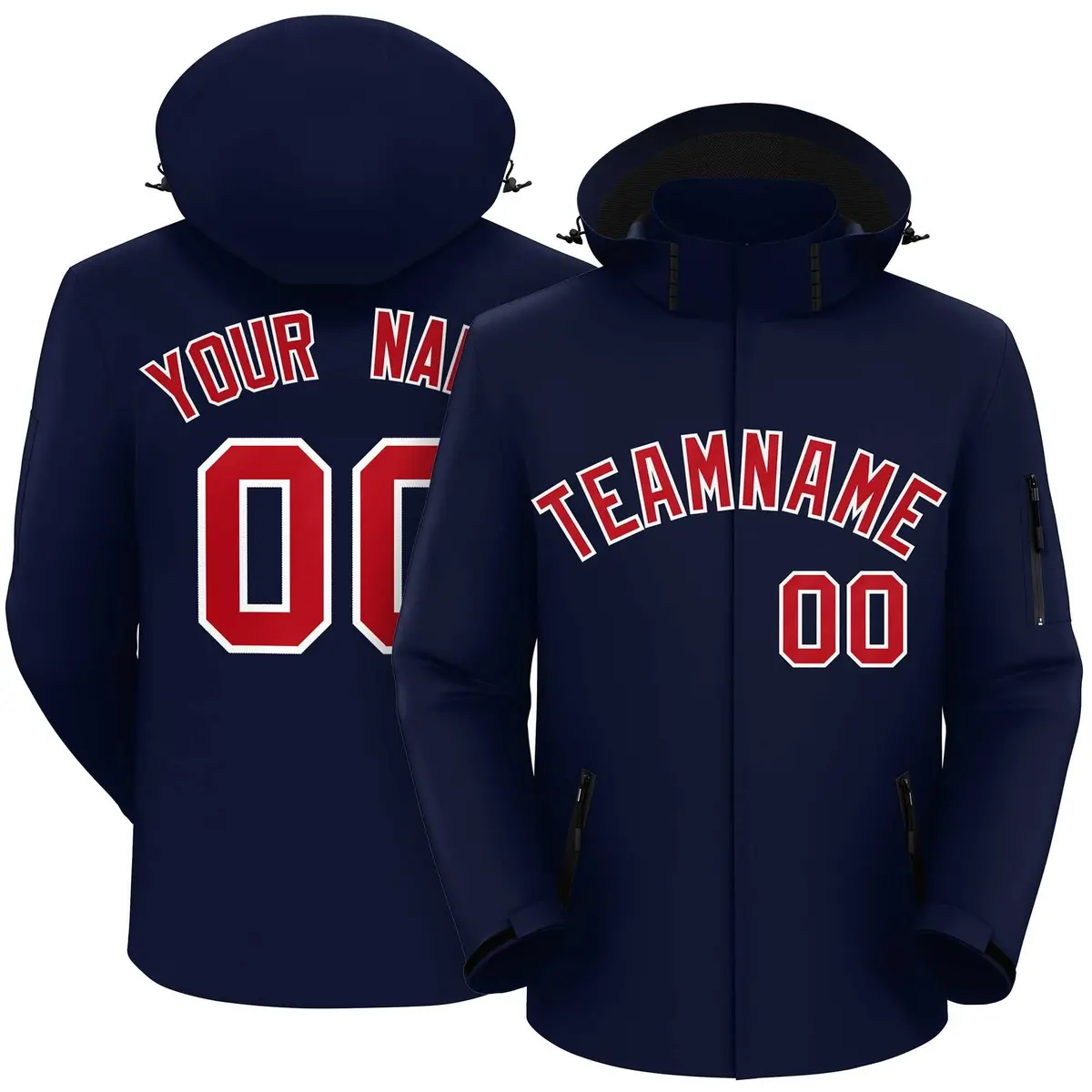 Navy Red-White Classic Waterproof Jacket