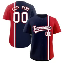 Navy Red-White Color Block Authentic Baseball Jersey 1