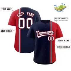 Navy Red-White Color Block Authentic Baseball Jersey 2