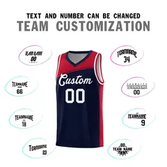 Navy Red-White Color Block Basketball Team Jersey 3
