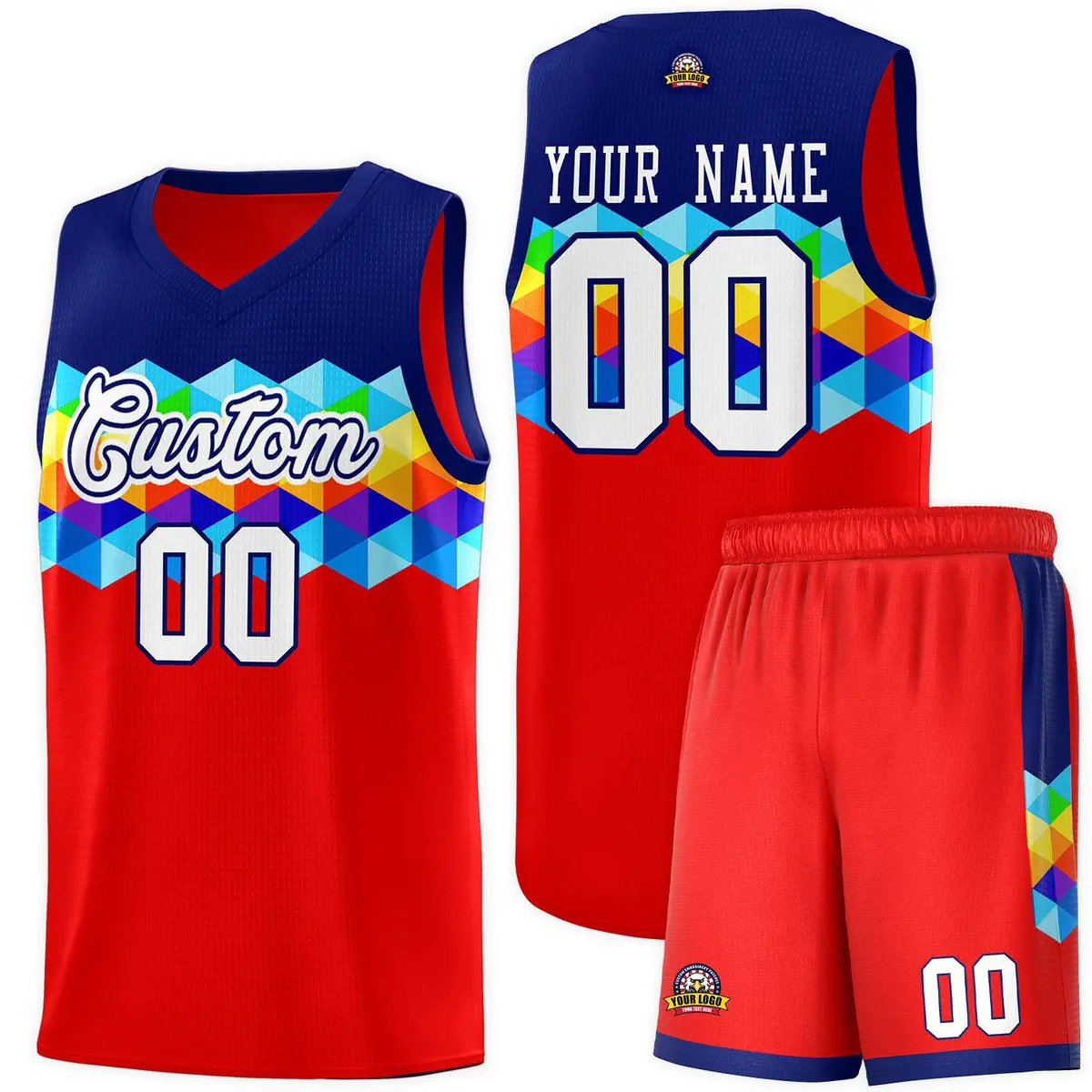 Navy Red-White Colorful Basketball Jersey Sets
