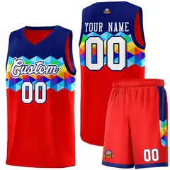 Navy Red-White Colorful Basketball Jersey Sets