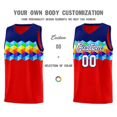 Navy Red-White Colorful Basketball Jersey Sets 2