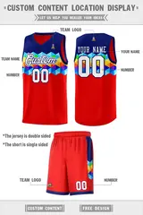 Navy Red-White Colorful Basketball Jersey Sets 4