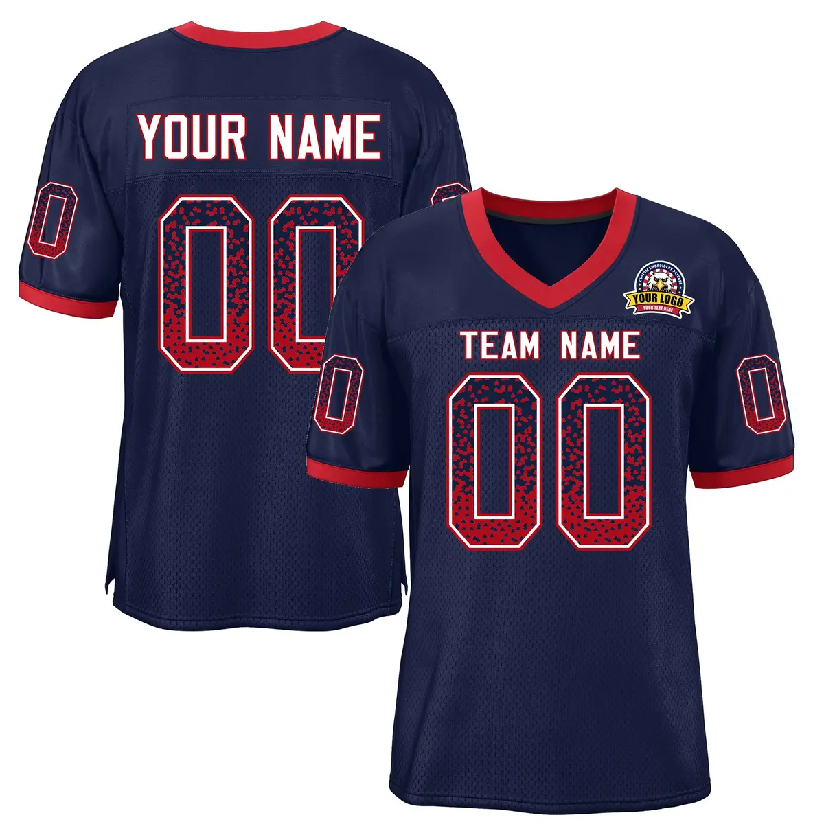 Navy Red-White Drift Fashion Mesh Football Jersey