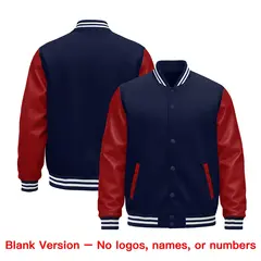 Navy Red White Gold Varsity Full-Snap Letterman Jacket 5