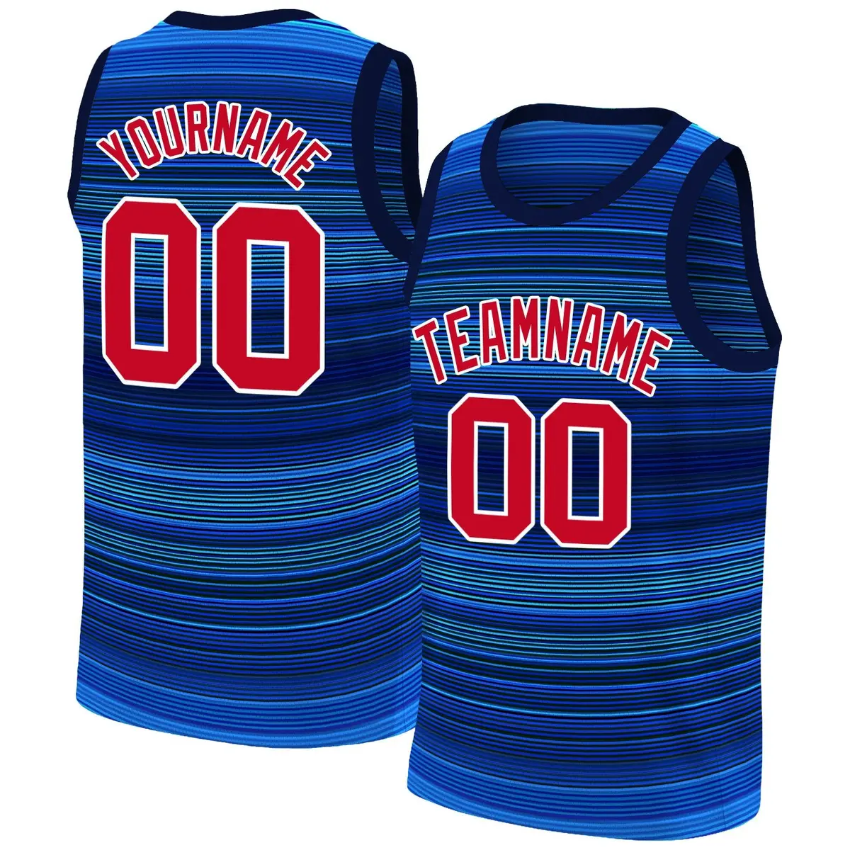 Navy Red White Gradient Fashion Basketball Jersey