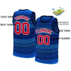 Navy Red White Gradient Fashion Basketball Jersey 2